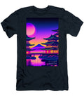 46 Synthwave Japanese Town with Moon Background Boon Mee T-Shirt