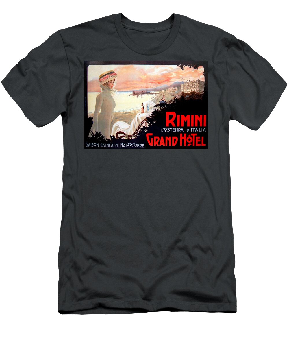 49824869198 Borgoni Mario Rimini L Ostenda D Italia Grand Hotel 1908 Travel Poster T-Shirt