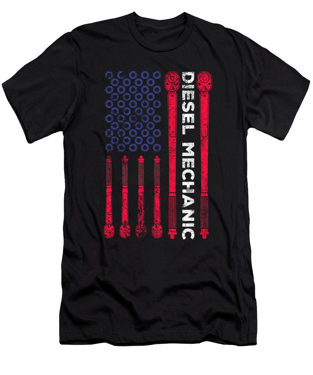 4th of July Diesel Mechanic Torque Wrench USA Flag 1 T-Shirt