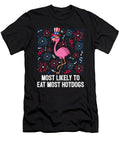 4th of July Likely to Eat Hotdogs USA Flag Flamingo Maximus Designs T-Shirt