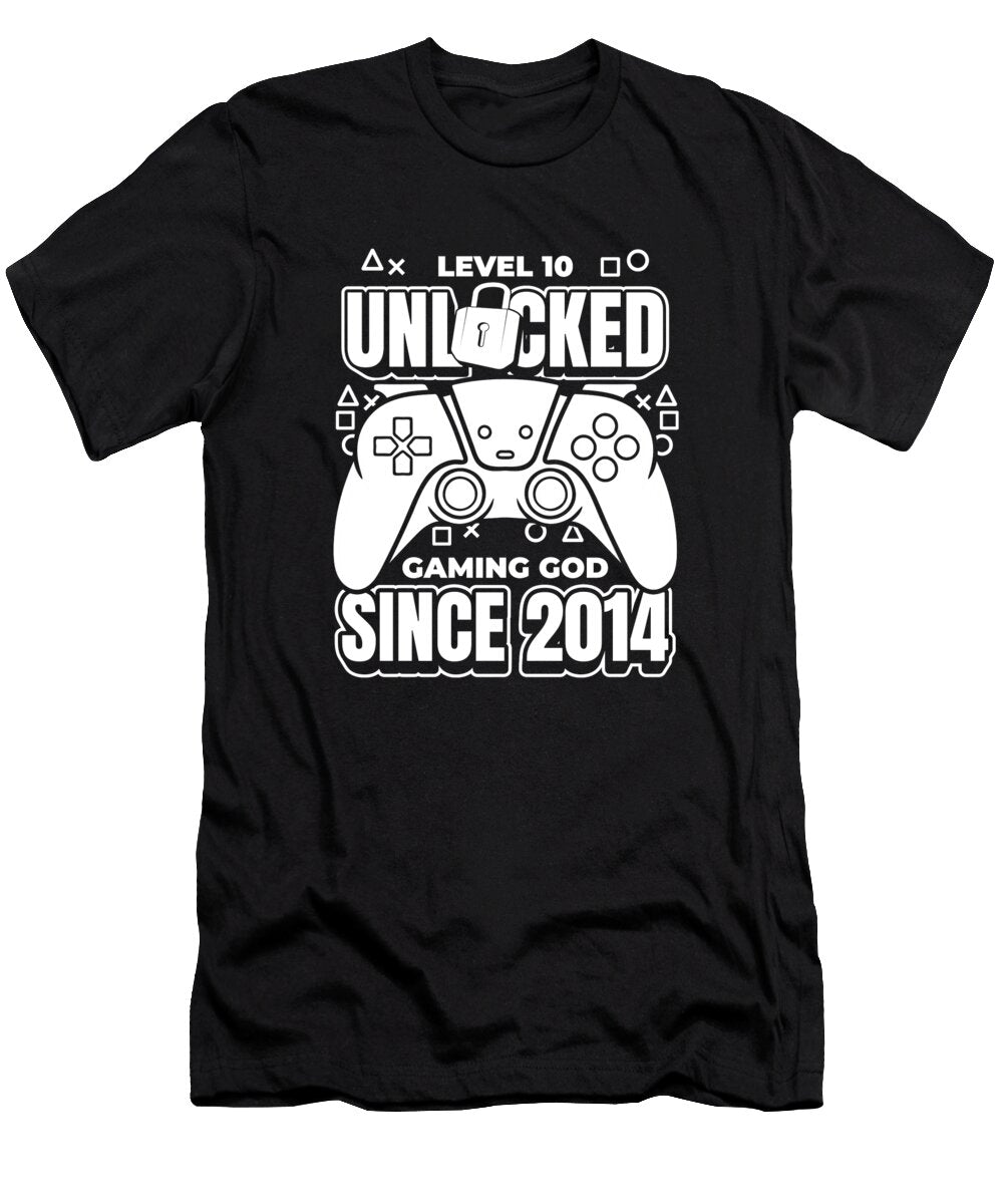 5 10 Year Old Gamer Gaming 10th Birthday Level 10 Unlocked Crazy Squirrel T-Shirt