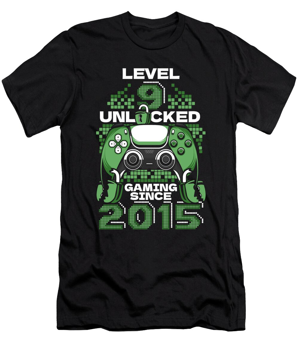 5 9 Year Old Gamer Gaming 9th Birthday Level 9 Unlocked Crazy Squirrel T-Shirt