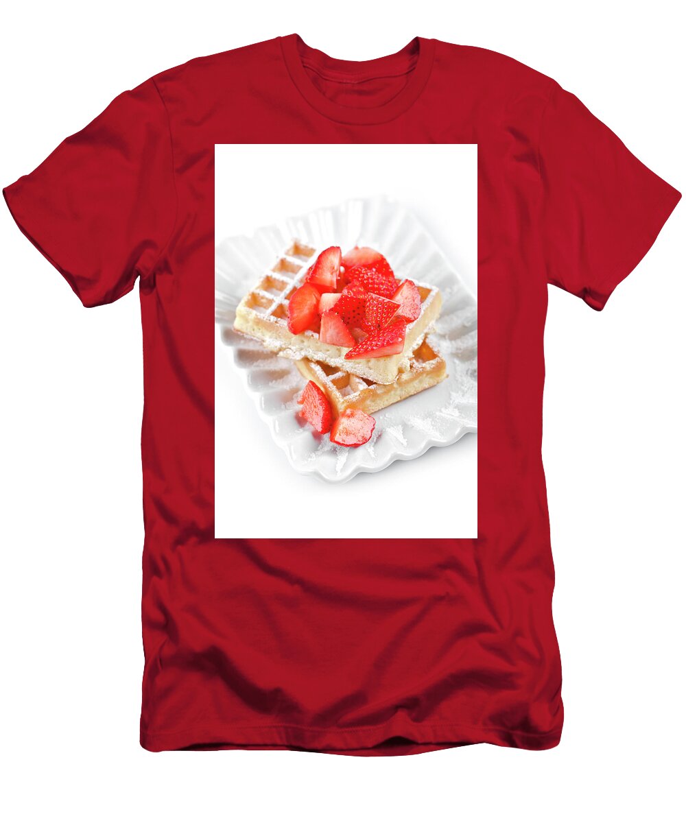 5 Belgium Waffers with Sugar Powder and Strawberries on Ceramic Pl Liss Art Studio T-Shirt