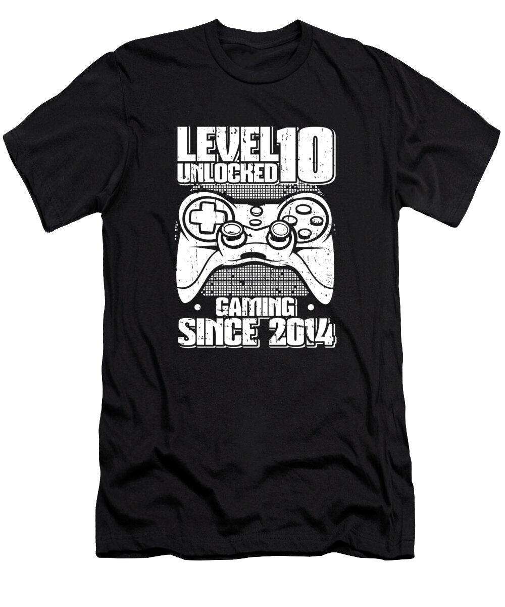 5 Gaming 10th Birthday Year Old Gamer Level 10 Unlocked Crazy Squirrel T-Shirt