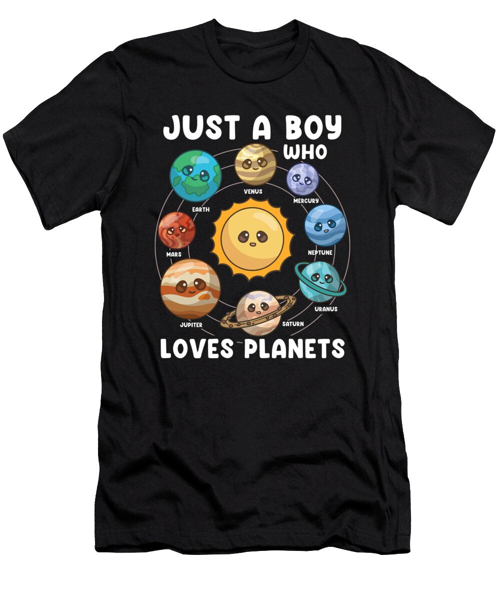5 Just a Boy Who Loves Planets I Funny Science Bi Nutz T-Shirt