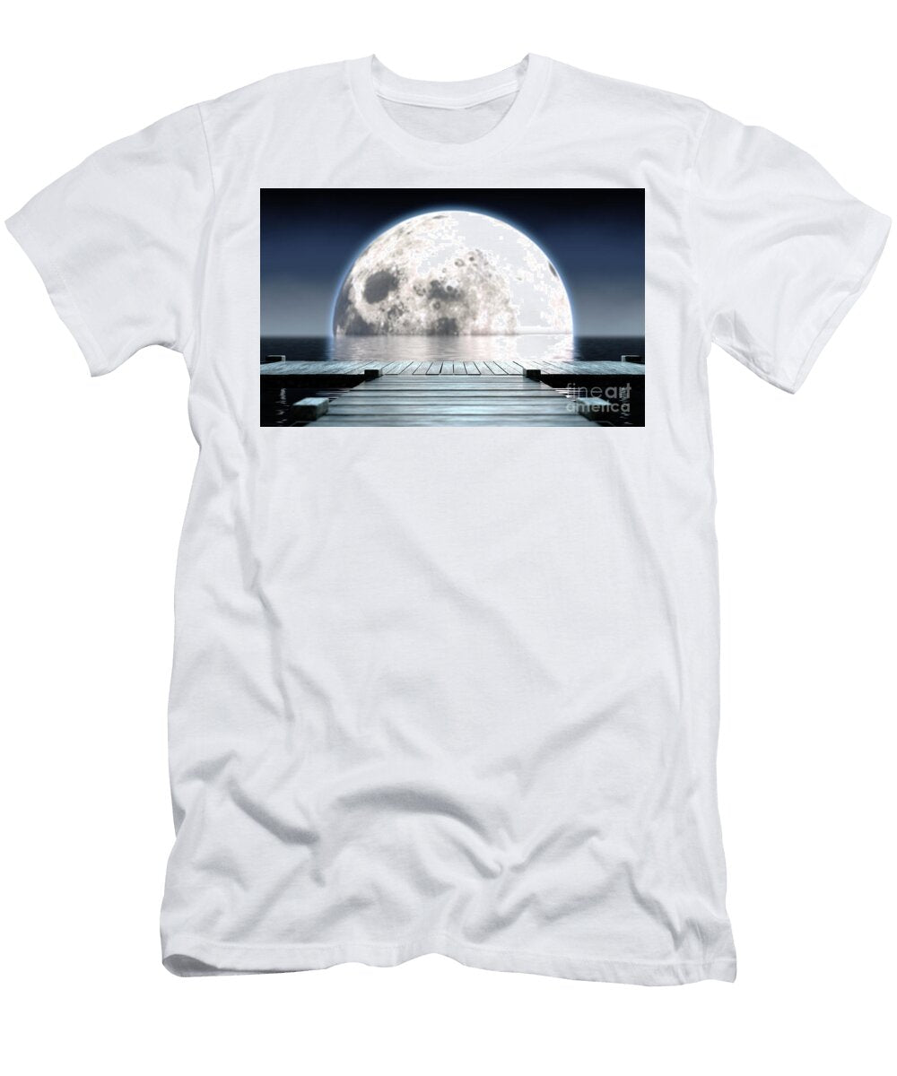 5 Pier and Moon on Water Horizon Allan Swart T-Shirt