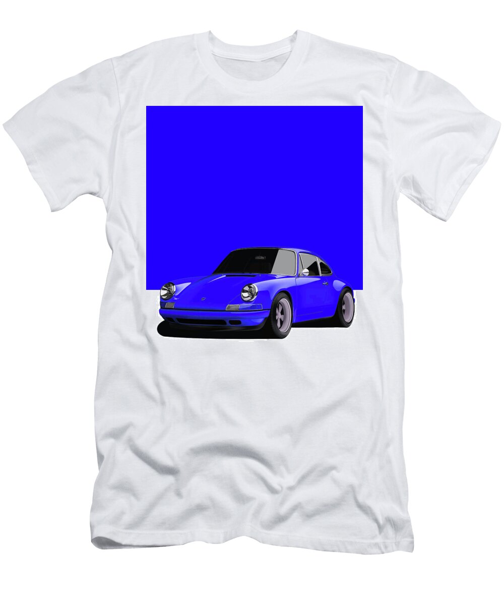 5 Porsche 911 Classic Restomod Poster Blue Thespeedart T-Shirt