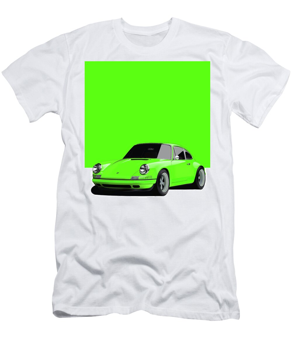 5 Porsche 911 Classic Restomod Poster Green Thespeedart T-Shirt