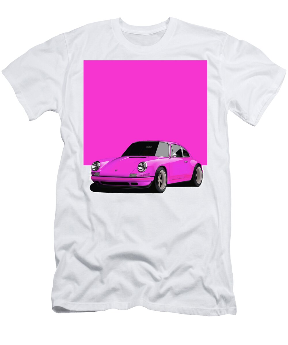 5 Porsche 911 Classic Restomod Poster Pink Thespeedart T-Shirt