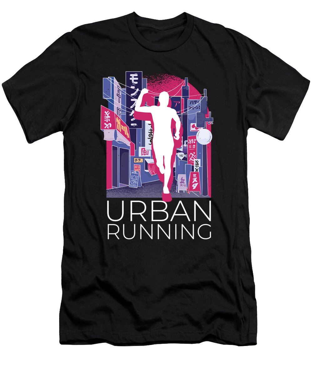 5 Vaporwave Synthwave Skyline Marathon Trail Running Greenoptix T-Shirt