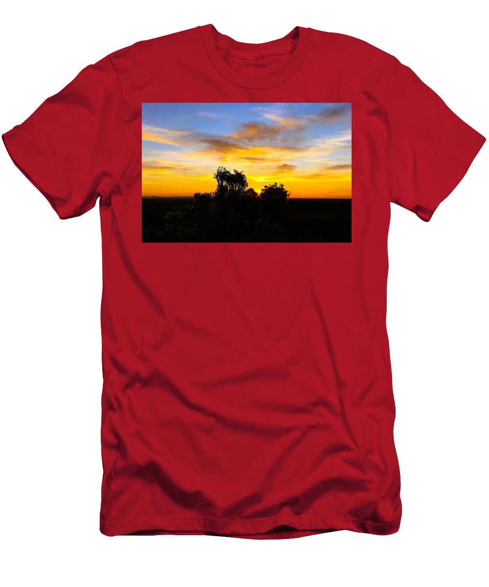 5 Vibrant Sunset Over Silhouetted Trees Mario G Rivera T-Shirt
