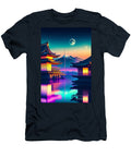 51 Synthwave Japanese Town with Moon Background Boon Mee T-Shirt