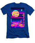 54 Synthwave Japanese Town with Moon Background Boon Mee T-Shirt