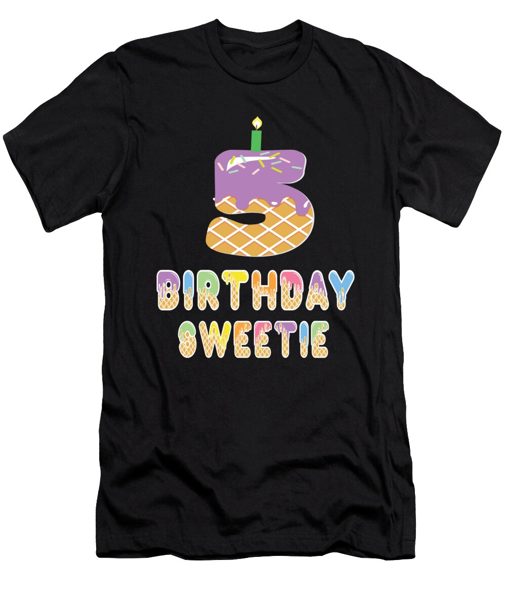 5th Birthday Sweetie Waffle Lover Girl 5 Years Old Bday Design Art Grabitees T-Shirt