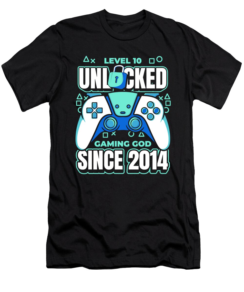 6 10 Year Old Gamer Gaming 10th Birthday Level 10 Unlocked Crazy Squirrel T-Shirt