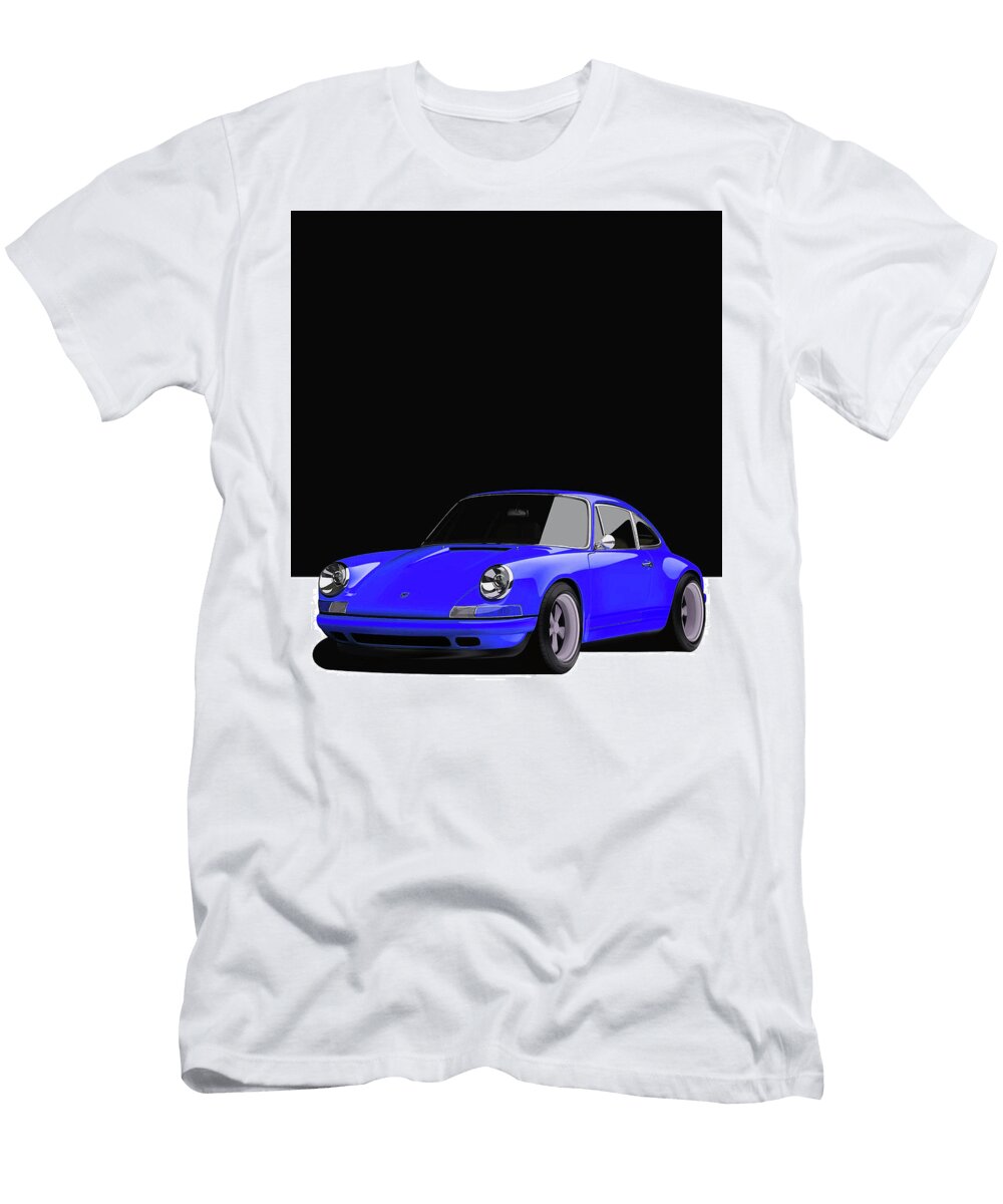 6 Blue Porsche 911 Classic Restomod Poster Thespeedart T-Shirt