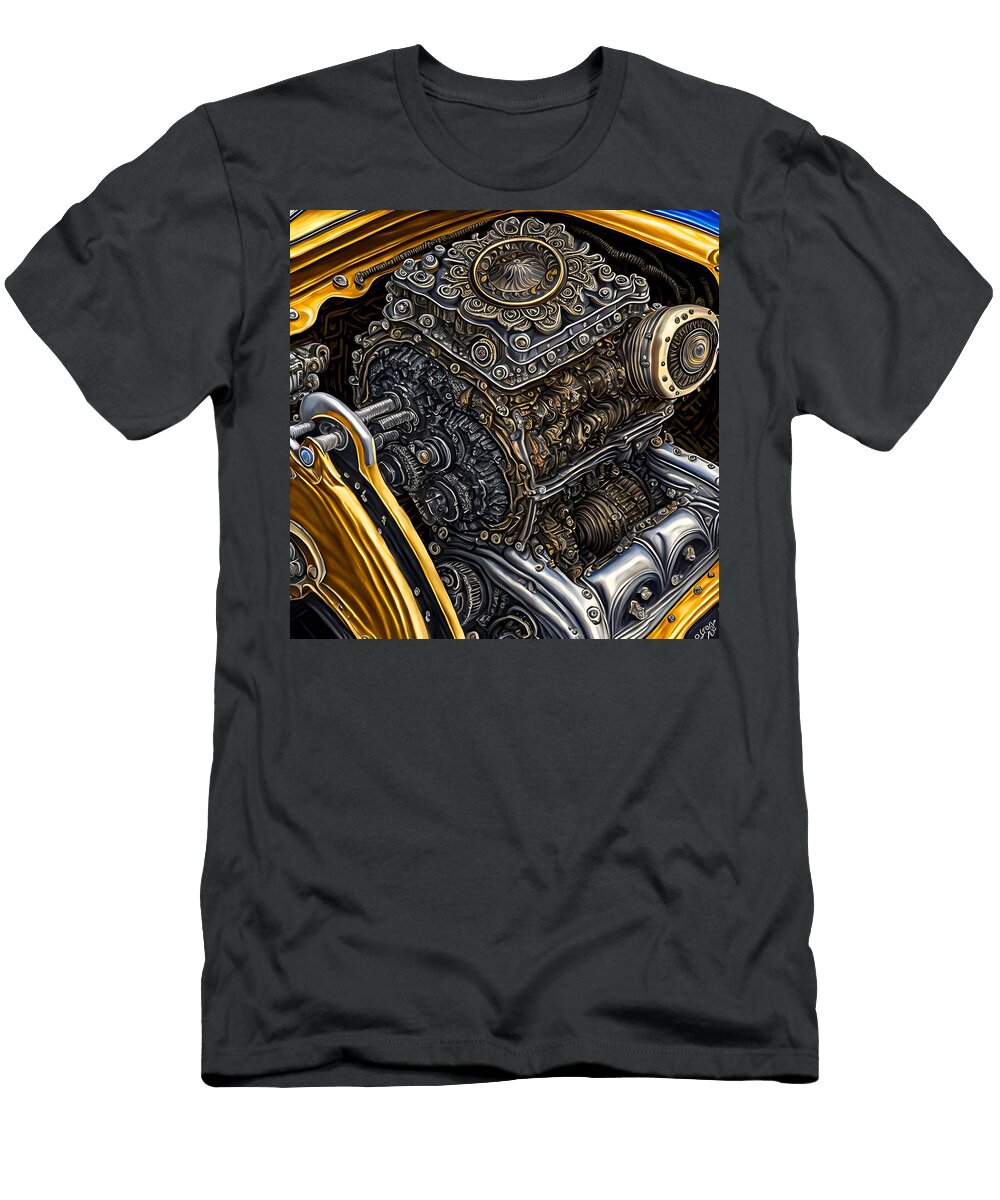 6 Car Engine Gearbox Generative Ai Illustration Miroslav Nemecek T-Shirt