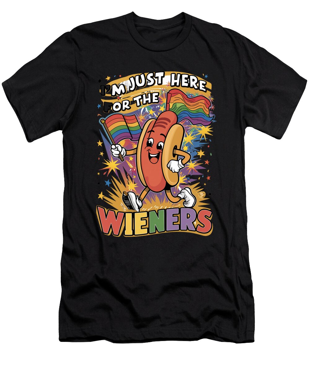 6 Im Just Here for the Wieners 4th of July Pride Month Lgbtq Maximus Designs T-Shirt