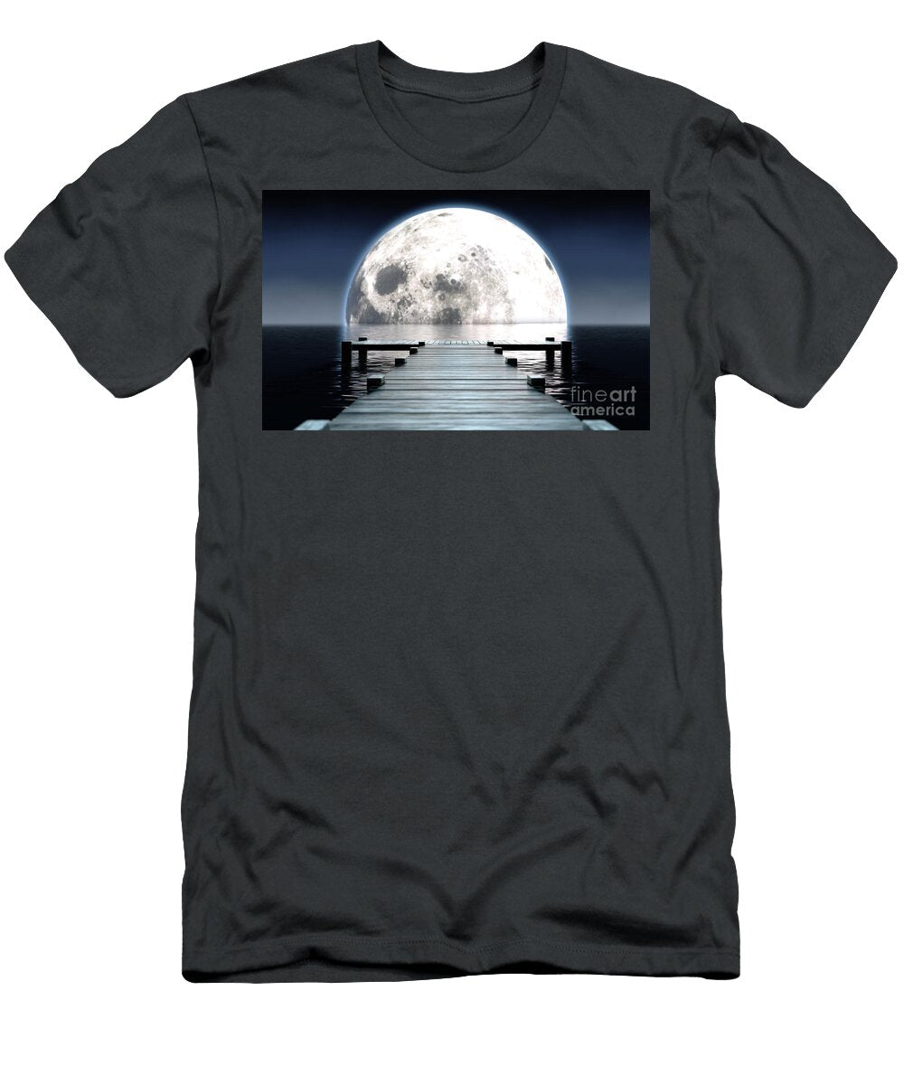 6 Pier and Moon on Water Horizon Allan Swart T-Shirt