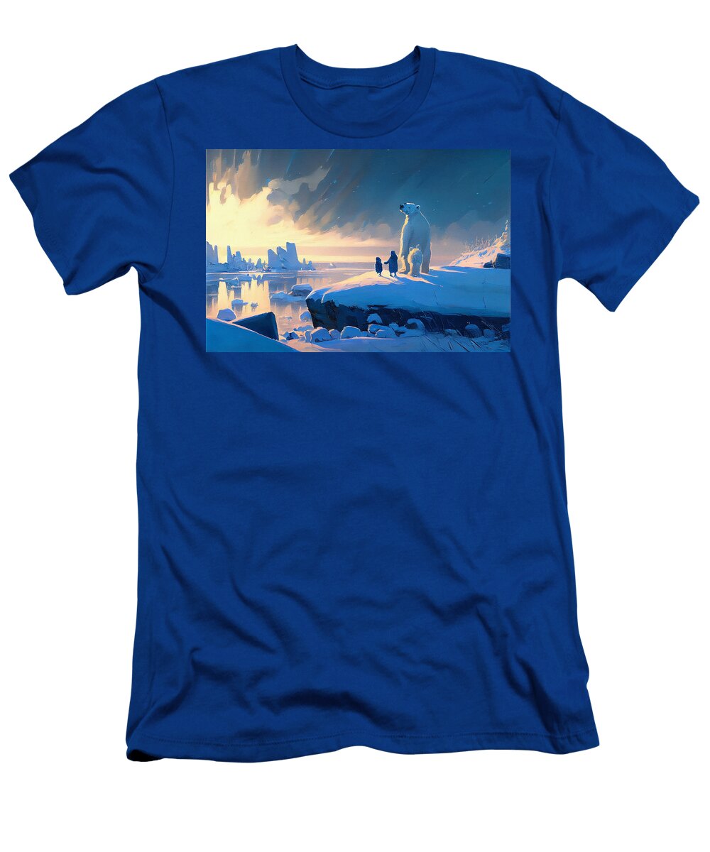 6 Polar Bear and Cub in a Jack Kirby Style Gentle By Asar Studios Celestial Images T-Shirt