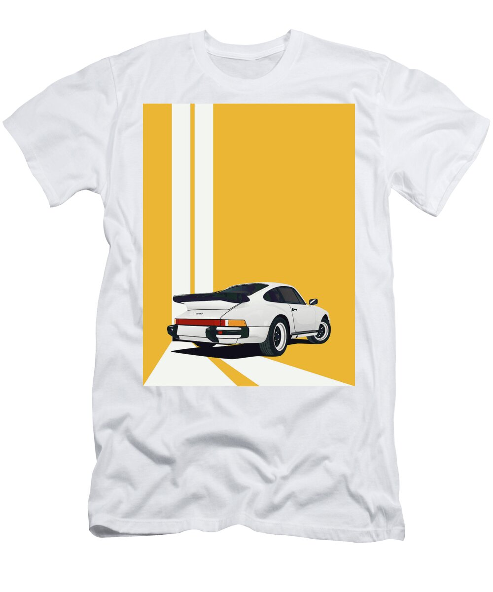 6 Porsche 911 930 Classic Poster Orange Background Thespeedart T-Shirt