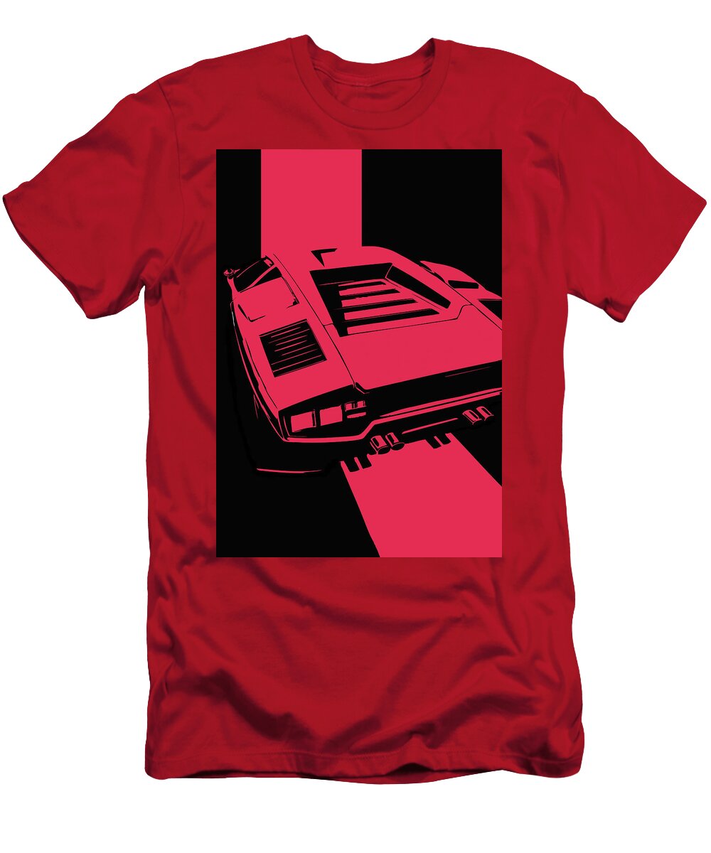 61 Lamborghini Countach Classic Italian Supercar Dark Backgroun Thespeedart T-Shirt