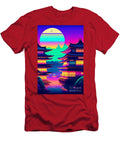 62 Synthwave Japanese Town with Moon Background Boon Mee T-Shirt