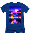 64 Synthwave Japanese Town with Moon Background Boon Mee T-Shirt