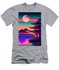 65 Synthwave Japanese Town with Moon Background Boon Mee T-Shirt