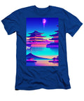 68 Synthwave Japanese Town with Moon Background Boon Mee T-Shirt