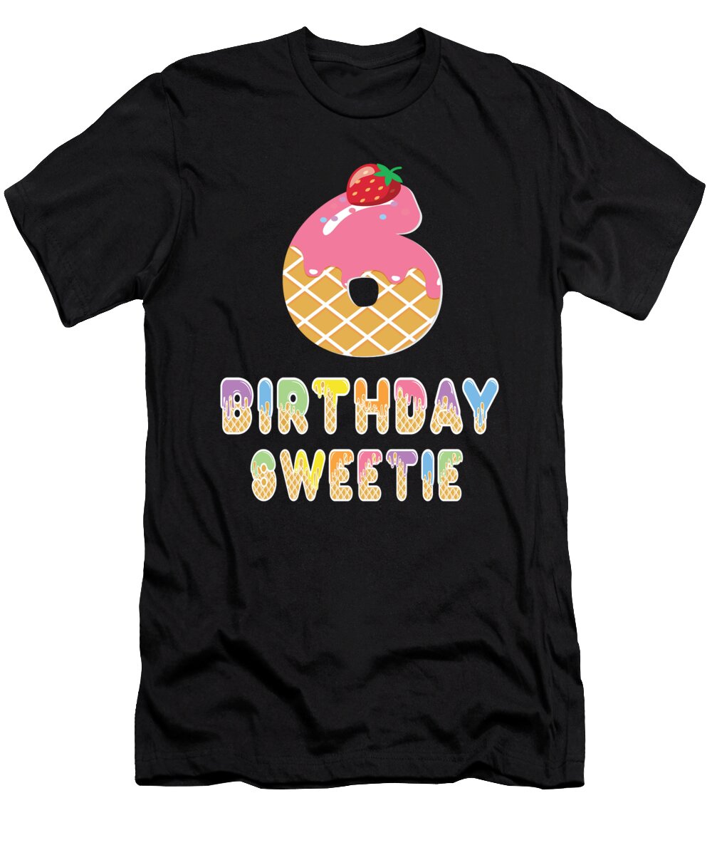 6th Birthday Sweetie Waffle Lover Girl 6 Years Old Bday Graphic Art Grabitees T-Shirt