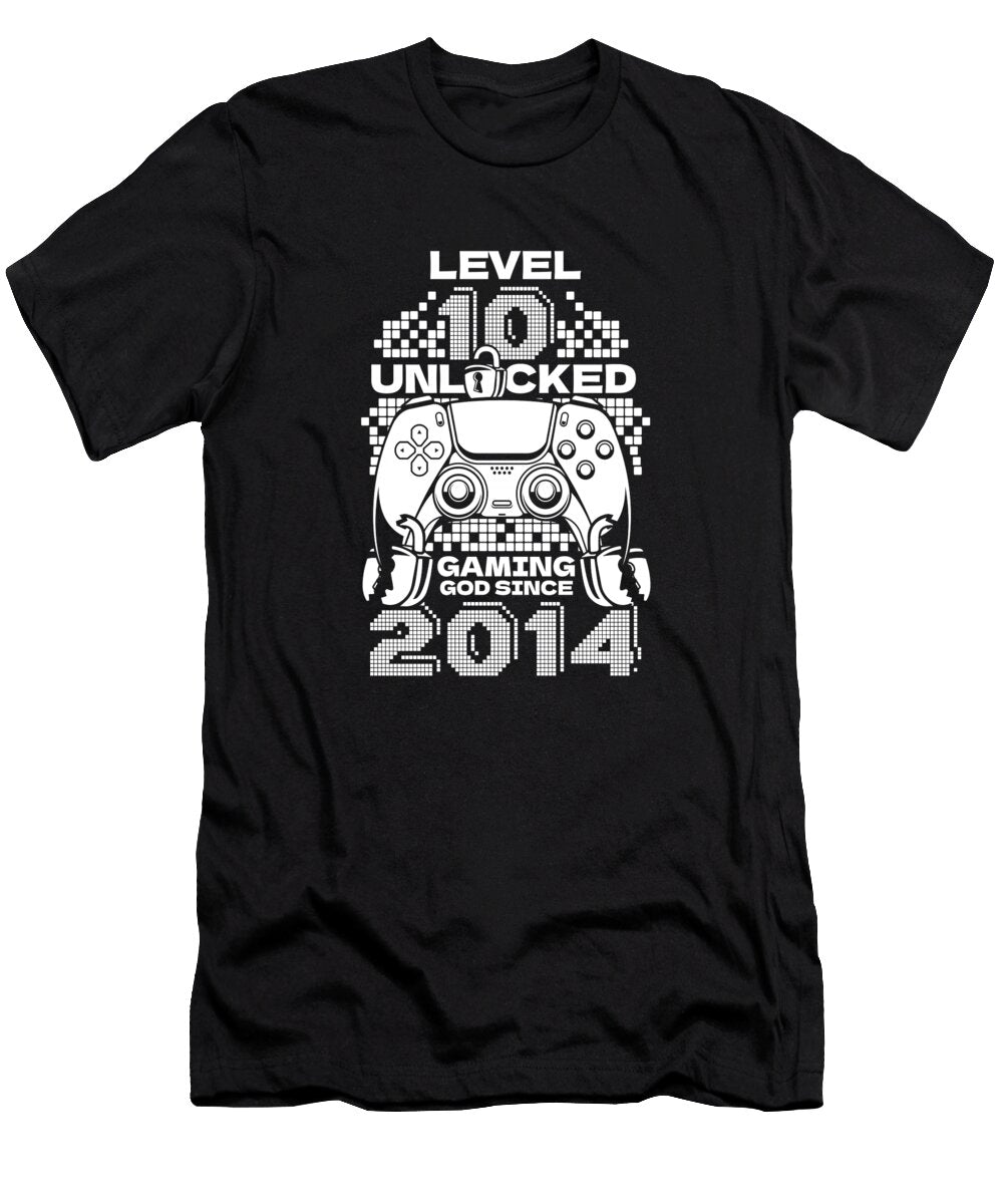 7 10 Year Old Gamer Gaming 10th Birthday Level 10 Unlocked Crazy Squirrel T-Shirt