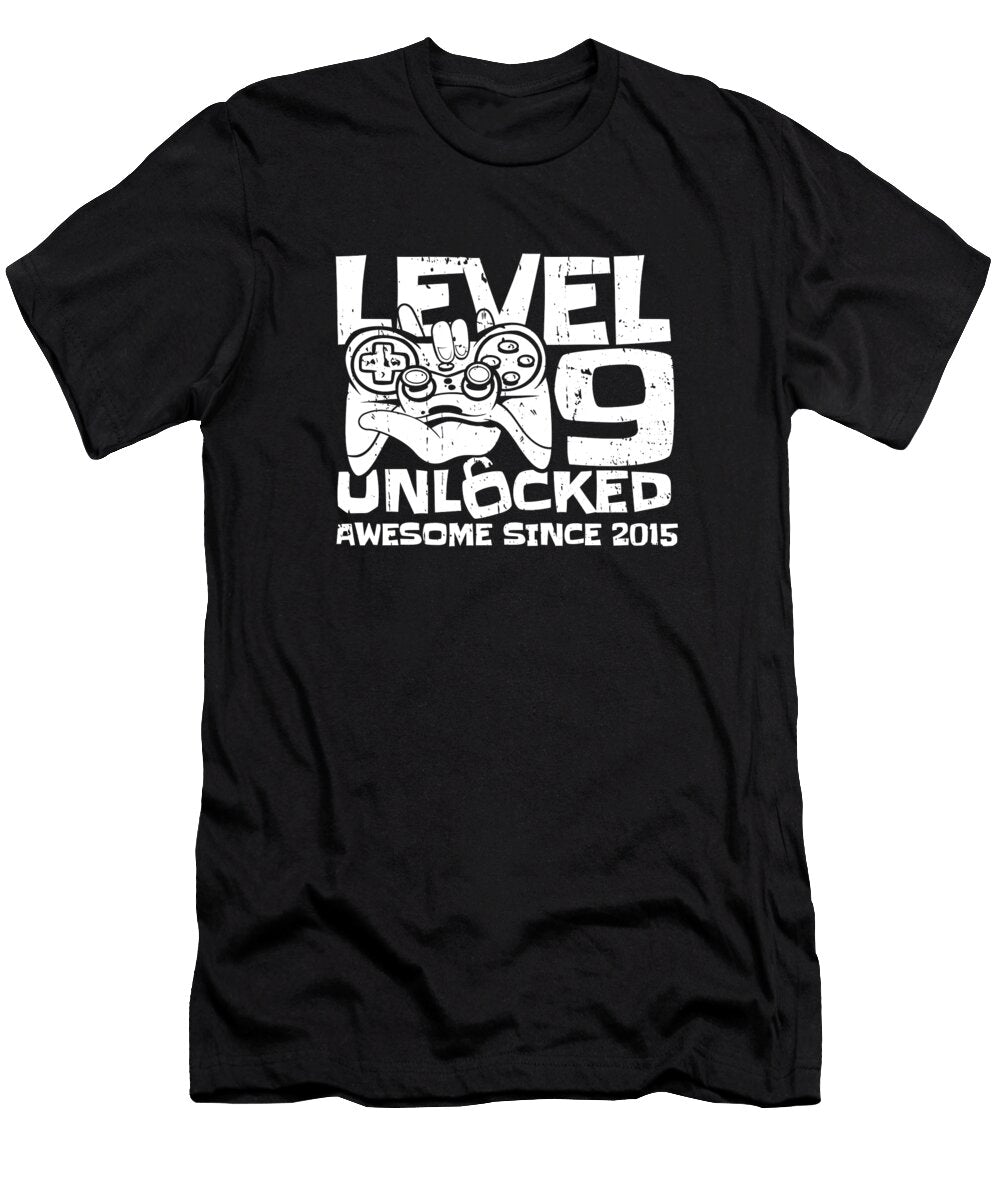 7 9 Year Old Gamer Gaming 9th Birthday Level 9 Unlocked Crazy Squirrel T-Shirt