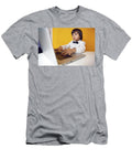 7 Boy Child Businessman in a White and Bow Tie Sits At a Laptop At a Desk in a White Office Elena Saulich T-Shirt