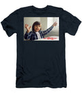 7 Boy Child Draws on Paper with a Ruler on a Table Sitting By the Window Elena Saulich T-Shirt