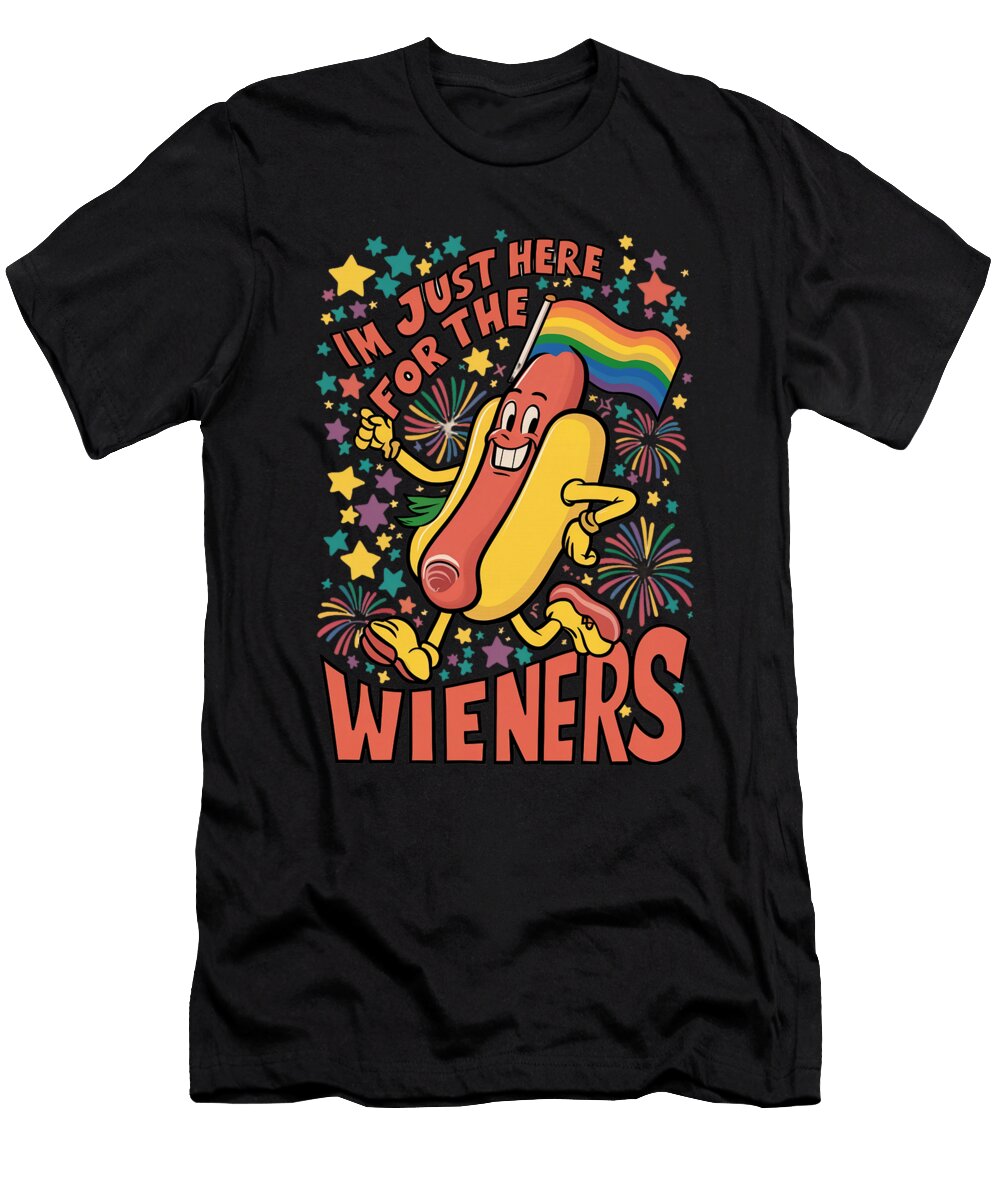 7 Im Just Here for the Wieners 4th of July Pride Month Lgbtq Maximus Designs T-Shirt
