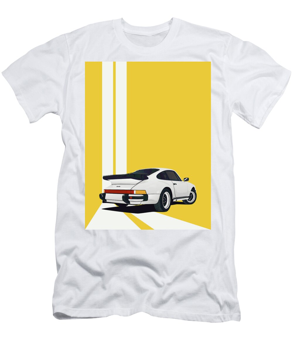 7 Porsche 911 930 Classic Poster Orange Background Thespeedart T-Shirt