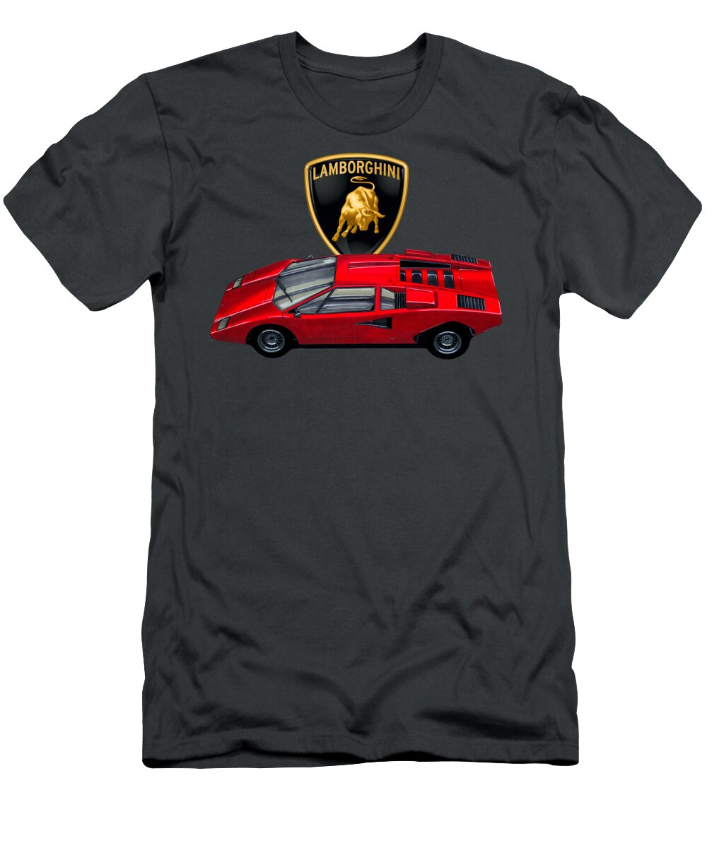 7 Red Beautiful Italian Legendary Vintage Supercar Lamborghini Countach 70s Vladyslav Shapovalenko T-Shirt