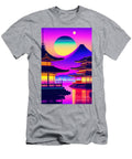 75 Synthwave Japanese Town with Moon Background Boon Mee T-Shirt