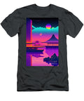 78 Synthwave Japanese Town with Moon Background Boon Mee T-Shirt