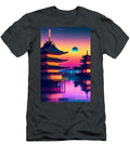 79 Synthwave Japanese Town with Moon Background Boon Mee T-Shirt