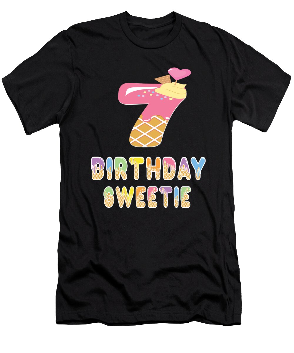 7th Birthday Sweetie Waffle Lover Girl 7 Years Old Bday Print Art Grabitees T-Shirt