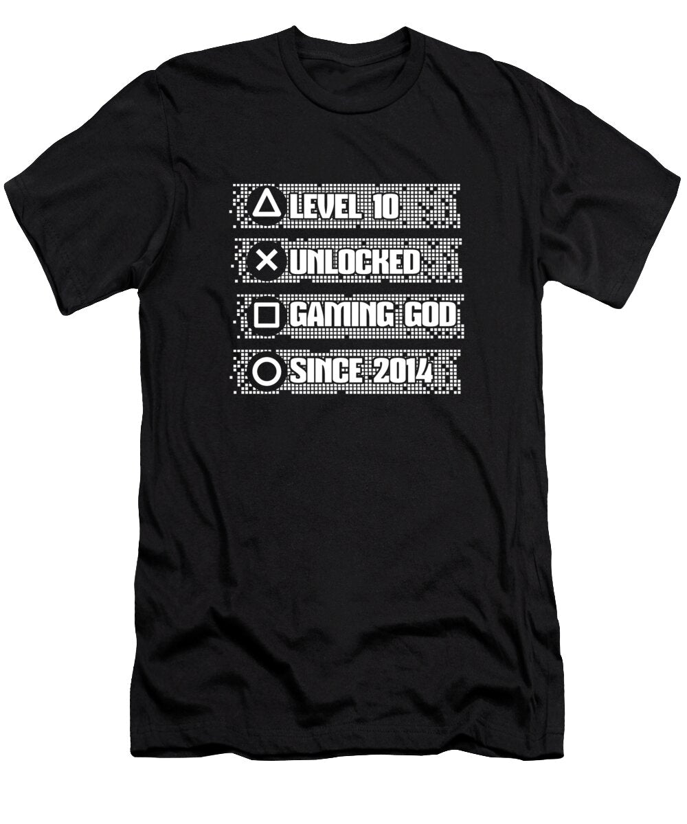 8 10 Year Old Gamer Gaming 10th Birthday Level 10 Unlocked Crazy Squirrel T-Shirt
