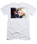 8 Boy Child Draws on Paper with a Ruler on a Table Sitting By the Window Elena Saulich T-Shirt