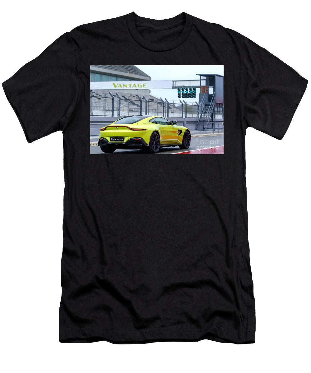 8 Exclusive Luxury Supercar Yellow Aston Martin Vantage V8 Amg Engine M177 40l Twin Turbocharged Vladyslav Shapovalenko T-Shirt