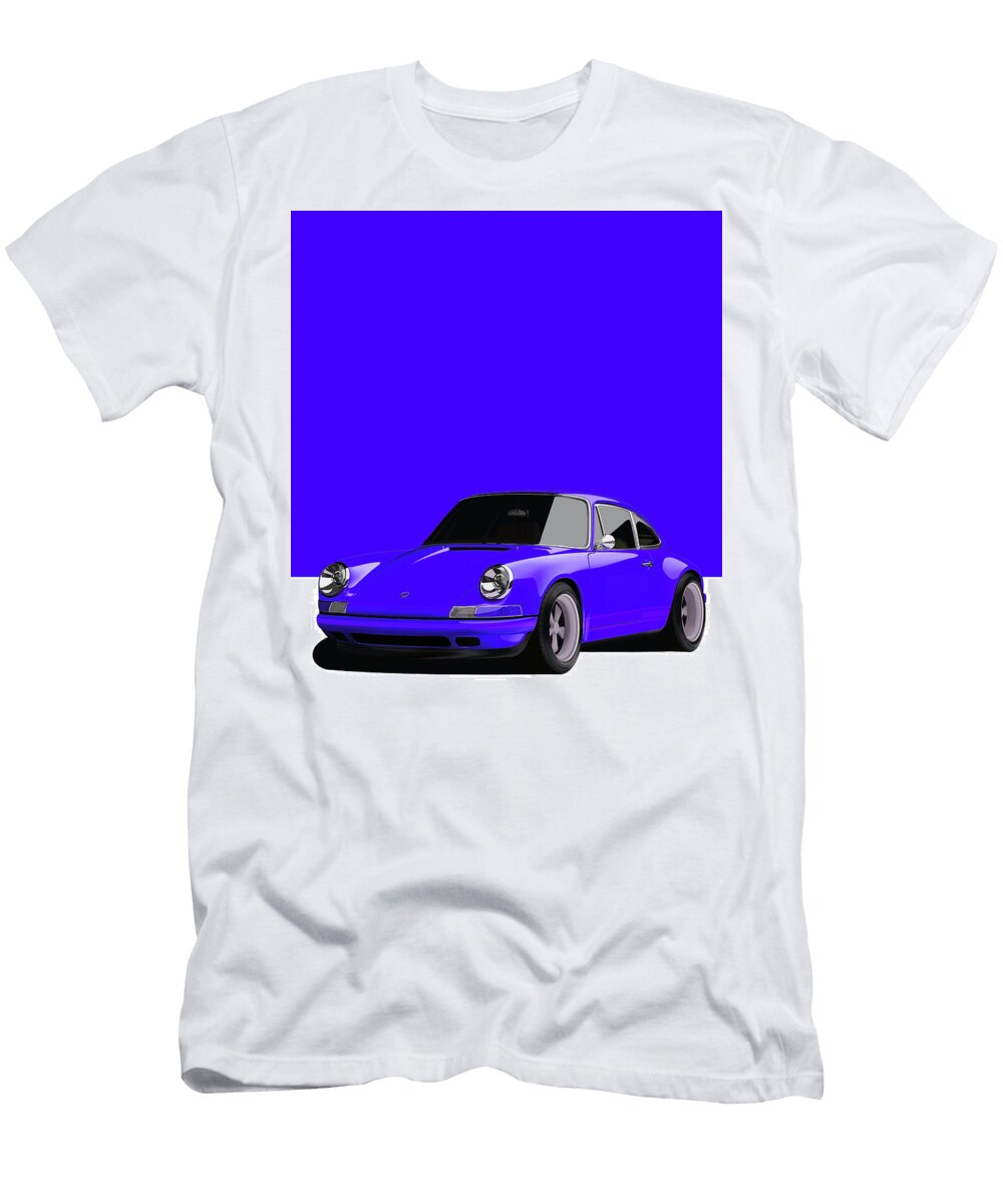 8 Porsche 911 Classic Restomod Poster Blue Thespeedart T-Shirt