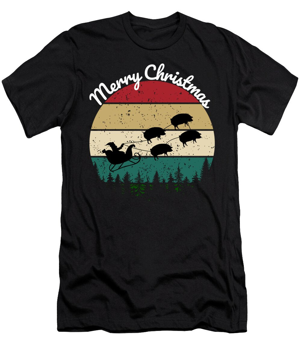 8 Santas Sleigh Pulled By a Team of Hogs Chomper Designs T-Shirt