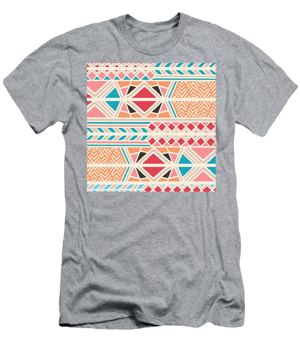 8 Tribal Ethnic Colorful Bohemian Pattern with Geometric Elements Jelena Obradovic T-Shirt