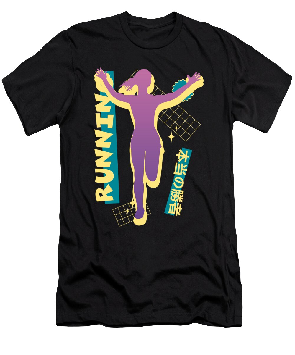 8 Vaporwave Synthwave Marathon Trail Running Greenoptix T-Shirt