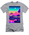 80 Synthwave Japanese Town with Moon Background Boon Mee T-Shirt